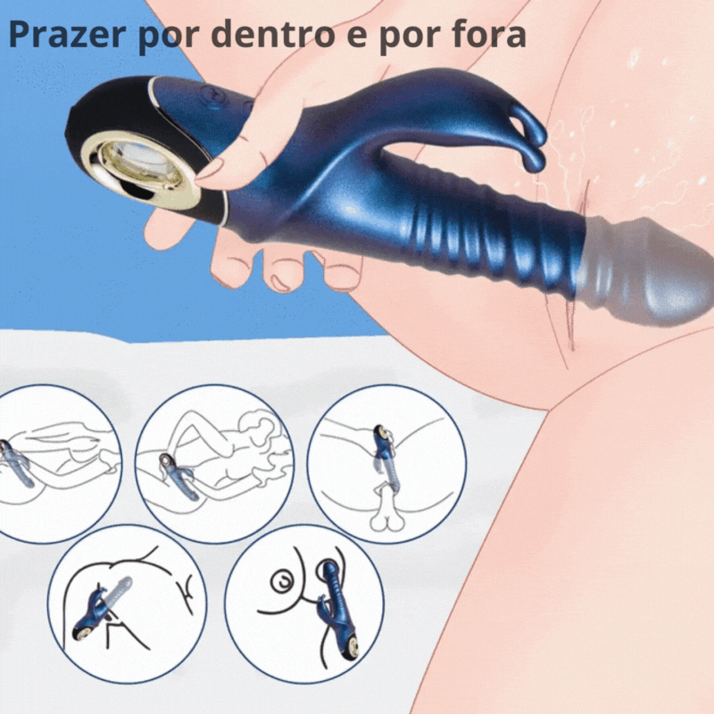 Vibrador e Estimulador duplo - Ondas de Prazer Radiante