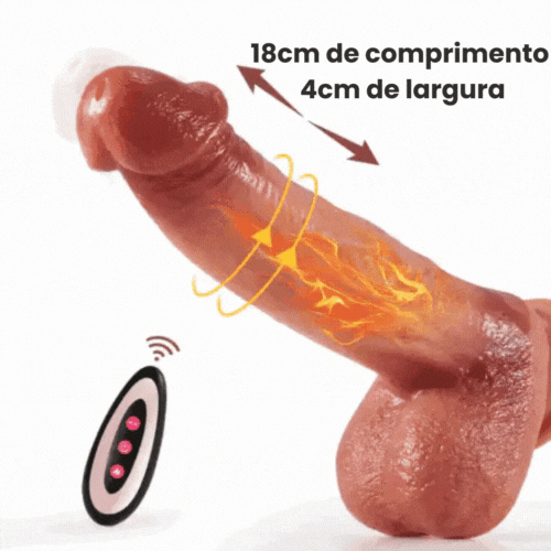 Consolo Pênis Realístico Vai e Vem com Vibração e Aquecimento e Controle Remoto à Distância