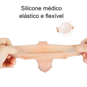 Capa Peniana Aumenta 5cm Com Vibrador Pênis Camisinha Reutilizável Texturizada