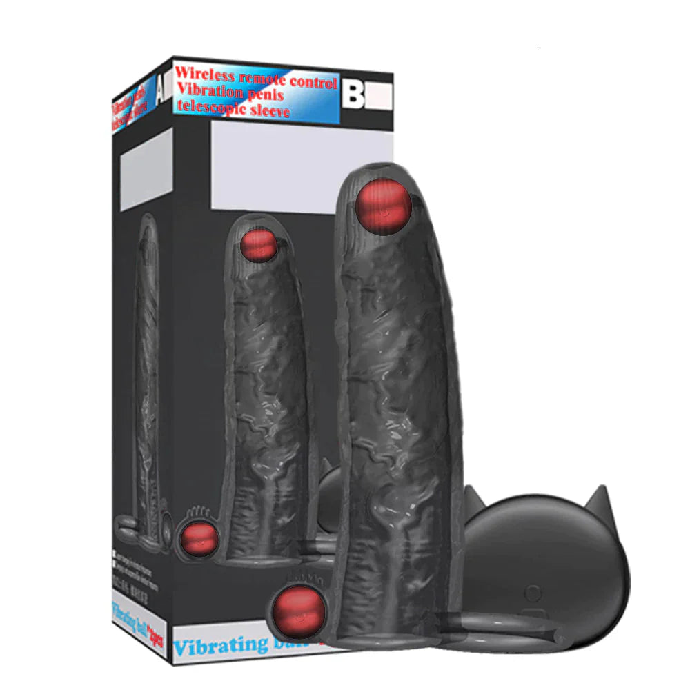Capa Peniana Camisinha Reutilizável Com Dois Vibradores Extensora Pênis Ereção Controle Remoto