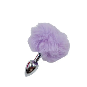Plug Anal PomPom Pelúcia com Base Prateada
