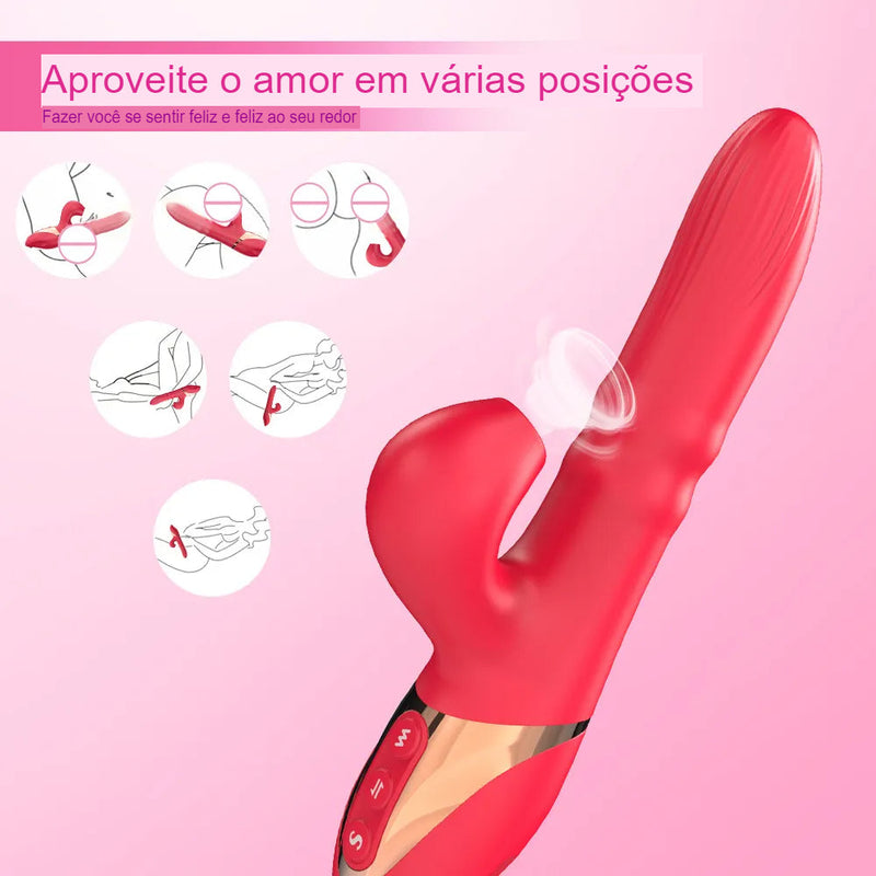 Vibrador Ponto G Vai e Vem Com Pulsação Clitóris Lançamento 2024